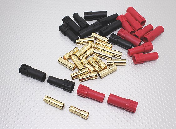 Conector oro XT150 diametro 6mm (1 Par rojo - 1 Par negro)